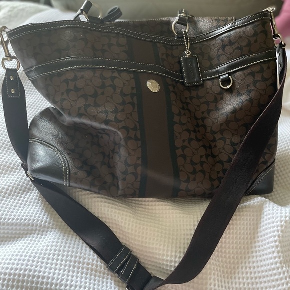 Coach Brown and Black Patterned Tote NWOT old money - Picture 3 of 3